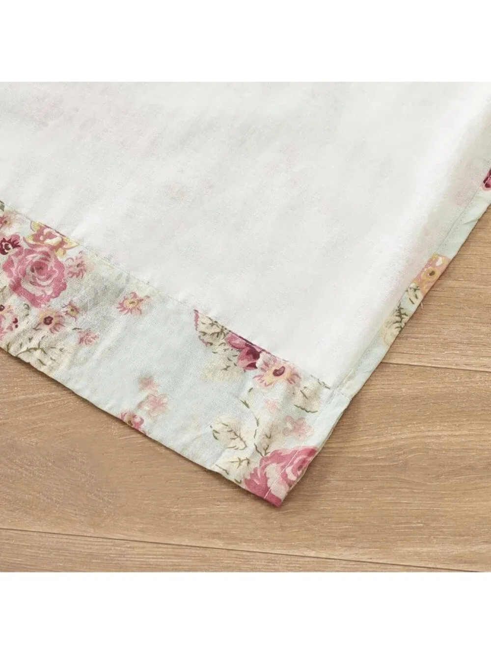 Vintage Floral Cotton Curtain Panels, 42x84 Inches, Set of 2 - Blue Home Decor
